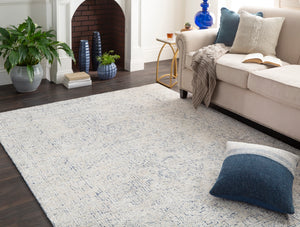 Bella LLB-2300 Traditional Viscose Rug LLB2300-912 Denim, White 100% Viscose 9' x 12'