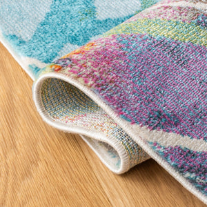 Lillian 300 Lillian 374 Contemporary Power Loomed Polypropylene Pile Rug Ivory / Light Blue