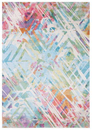 Lillian 300 Lillian 374 Contemporary Power Loomed Polypropylene Pile Rug Ivory / Light Blue