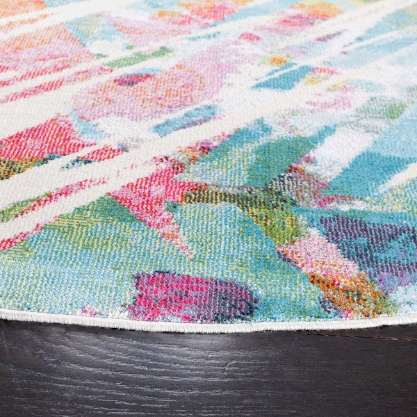 Lillian 300 Lillian 374 Contemporary Power Loomed Polypropylene Pile Rug Ivory / Light Blue