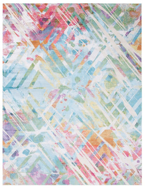 Lillian 300 Lillian 374 Contemporary Power Loomed Polypropylene Pile Rug Ivory / Light Blue