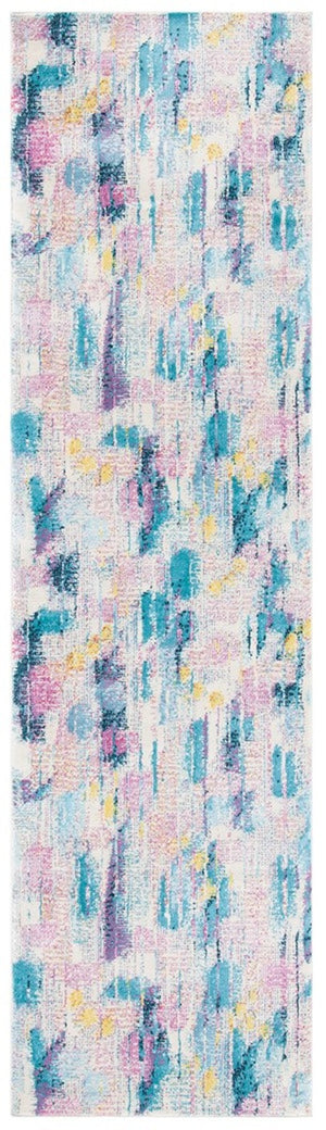 Lillian 300 Lillian 375 Contemporary Power Loomed Polypropylene Pile Rug Pink / Turquoise