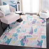 Lillian 300 Lillian 375 Contemporary Power Loomed Polypropylene Pile Rug Pink / Turquoise