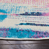 Lillian 300 Lillian 375 Contemporary Power Loomed Polypropylene Pile Rug Pink / Turquoise