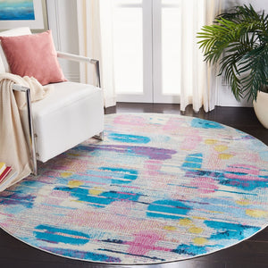 Lillian 300 Lillian 375 Contemporary Power Loomed Polypropylene Pile Rug Pink / Turquoise