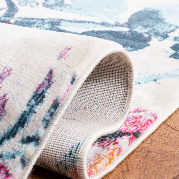 Lillian 300 Lillian 376 Country & Floral Power Loomed Polypropylene Pile Rug Ivory / Rose