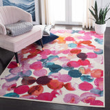 Lillian 300 Lillian 377 Contemporary Power Loomed Polypropylene Pile Rug Rose / Light Blue