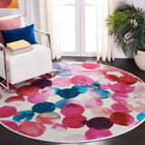 Lillian 300 Lillian 377 Contemporary Power Loomed Polypropylene Pile Rug Rose / Light Blue