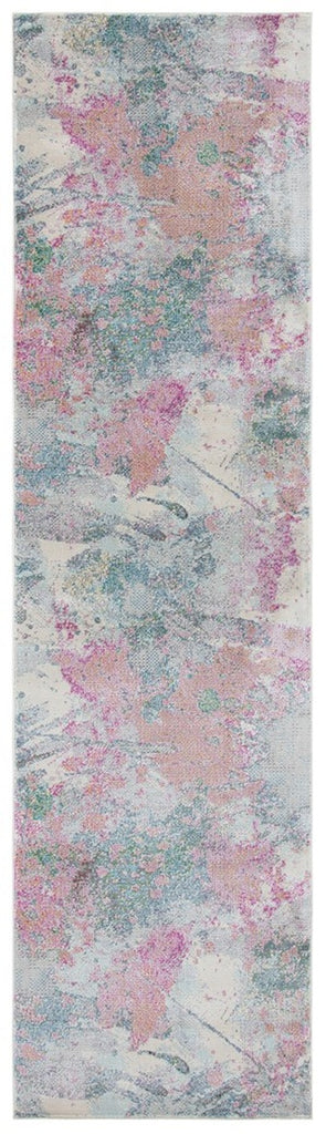 Lillian 300 Lillian 381 Contemporary Power Loomed Polypropylene Pile Rug Ivory / Pink
