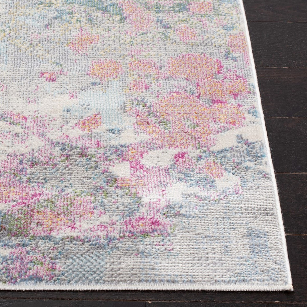 Lillian 300 Lillian 381 Contemporary Power Loomed Polypropylene Pile Rug Ivory / Pink