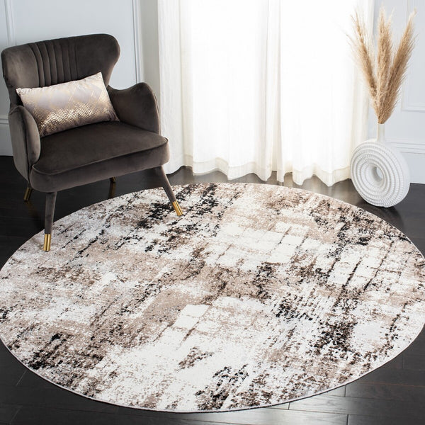 Lilypond 800 Lilypond 808 Contemporary Power Loomed 75% Polypropylene 25% Polyester Rug Ivory / Grey