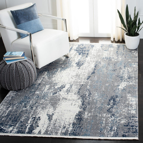 Lilypond 800 Lilypond 818 Contemporary Power Loomed 75% Polypropylene 25% Polyester Rug Grey / Blue