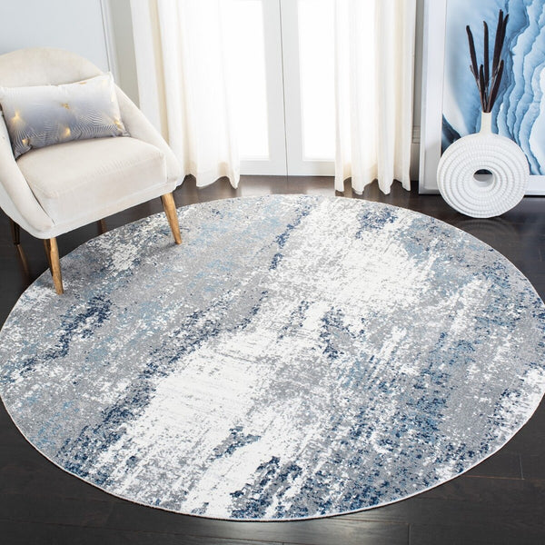 Lilypond 800 Lilypond 818 Contemporary Power Loomed 75% Polypropylene 25% Polyester Rug Grey / Blue