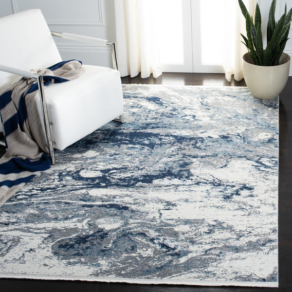 Lilypond 800 Lilypond 883 Contemporary Power Loomed 75% Polypropylene 25% Polyester Rug Grey / Blue