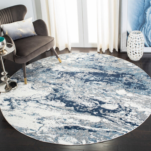 Lilypond 800 Lilypond 883 Contemporary Power Loomed 75% Polypropylene 25% Polyester Rug Grey / Blue