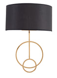 Bethel Satin Brass Wall Sconce in Metal & Fabric