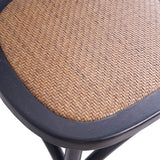 Chittenden Elm Wood and Rattan Dining Chair with Rattan Seat, Matte Black Noble House