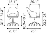 Zuo Modern Planner 100% Polyurethane, Plywood, Steel Modern Commercial Grade Office Chair Gray, Chrome 100% Polyurethane, Plywood, Steel