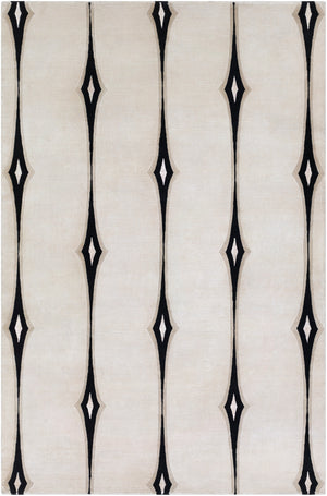 Luminous LMN-3002 Modern Wool, Viscose Rug LMN3002-58 Beige, Black, Taupe, Light Gray, White 95% Wool, 5% Viscose 5' x 8'