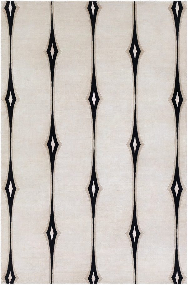 Luminous LMN-3002 Modern Wool, Viscose Rug LMN3002-58 Beige, Black, Taupe, Light Gray, White 95% Wool, 5% Viscose 5' x 8'