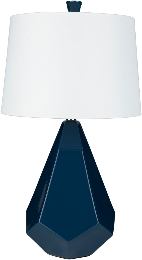 Enigma LMP-1073 Modern Polyester, Ceramic, Metal Table Lamp LMP-1073 Navy, White Polyester, Ceramic, Ceramic, Metal 27"H x 15"W x 15"D