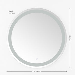 Safavieh Caspar, 30 Inch, Silver/White, Aluminum Led Mirror  Silver  / White Metal LMR1001A