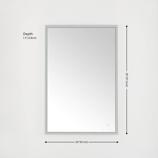 Safavieh Houston, 24 Inch, Silver/White, Aluminum Led Mirror  Silver  / White Metal LMR1003A
