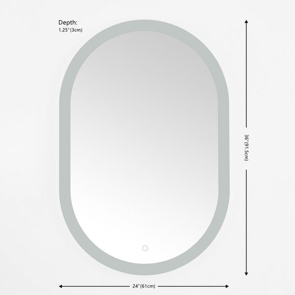 Safavieh Wes, 24 Inch, Silver/White, Aluminum Led Mirror  Silver  / White Metal LMR1009A