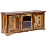 Taos Solid Sheesham Wood TV Stand - Handcrafted with 2 Drawers & 2 Shelves for Media Storage