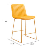 English Elm EE2918 100% Polyurethane, Plywood, Steel Modern Commercial Grade Counter Chair Set - Set of 2 Yellow 100% Polyurethane, Plywood, Steel