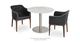 Tango Marble Dining Table Set: 2Two London Arm Chair Black Leatherette and Tango Dining Table
