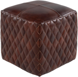 Leonardo LOPF-001 Traditional Leather, Wood, Felt Pouf LOPF001-181818 Black, Dark Brown 100% Leather, Wood, 100% Felt 18"H x 18"W x 18"D