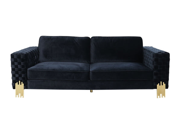 VIG Furniture Divani Casa Lori - Modern Velvet Glam Black & Gold Sofa VGYUHD-1936-BLK-S