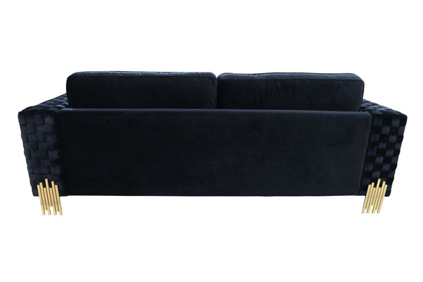 VIG Furniture Divani Casa Lori - Modern Velvet Glam Black & Gold Sofa VGYUHD-1936-BLK-S