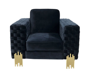 VIG Furniture Divani Casa Lori - Modern Velvet Glam Black & Gold Chair VGYUHD-1936-BLK-CH
