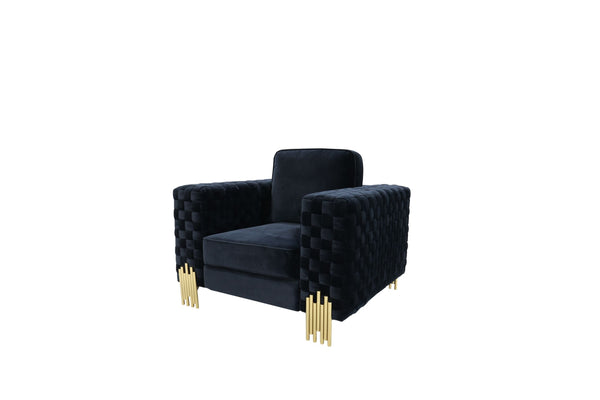VIG Furniture Divani Casa Lori - Modern Velvet Glam Black & Gold Chair VGYUHD-1936-BLK-CH