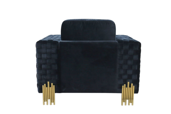VIG Furniture Divani Casa Lori - Modern Velvet Glam Black & Gold Chair VGYUHD-1936-BLK-CH
