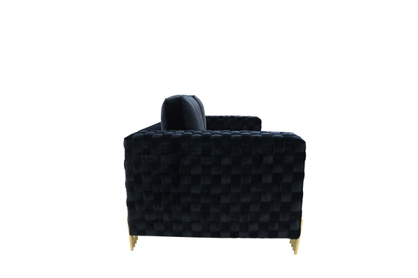 VIG Furniture Divani Casa Lori - Modern Velvet Glam Black & Gold Chair VGYUHD-1936-BLK-CH