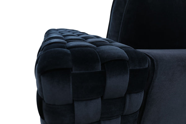 VIG Furniture Divani Casa Lori - Modern Velvet Glam Black & Gold Chair VGYUHD-1936-BLK-CH