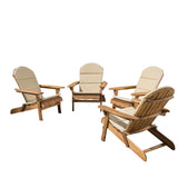 Malibu Outdoor Acacia Wood Folding Adirondack Chairs with Cushions (Set of 4)