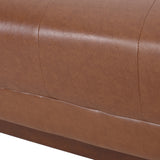 Raintree Mid Century Modern Faux Leather Tufted 3 Seater Sofa, Cognac Brown and Espresso Noble House