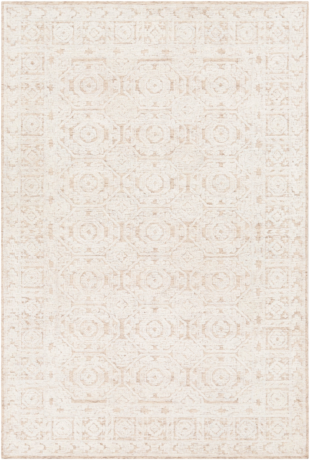 Louvre LOU-2301 Traditional Wool Rug LOU2301-912 Khaki, Cream 100% Wool 9' x 12'