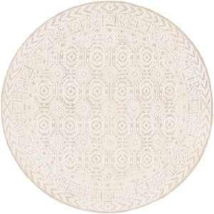 Louvre LOU-2301 Traditional Wool Rug LOU2301-8RD Khaki, Cream 100% Wool 8' Round