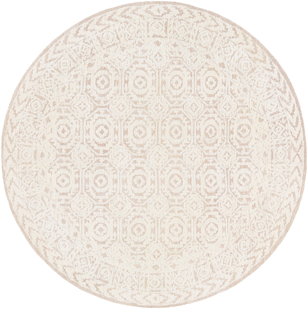 Louvre LOU-2301 Traditional Wool Rug LOU2301-8RD Khaki, Cream 100% Wool 8' Round