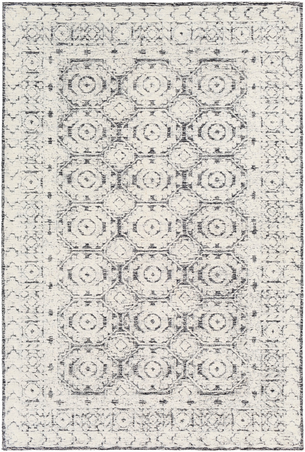Louvre LOU-2303 Traditional Wool Rug LOU2303-912 Black, Ivory, Cream 100% Wool 9' x 12'