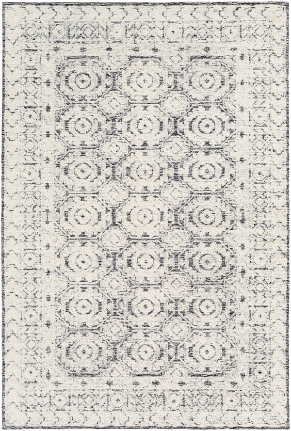 Louvre LOU-2303 Traditional Wool Rug LOU2303-912 Black, Ivory, Cream 100% Wool 9' x 12'