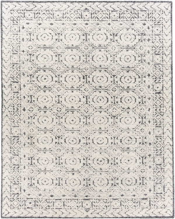 Louvre LOU-2303 Traditional Wool Rug LOU2303-810 Black, Ivory, Cream 100% Wool 8' x 10'