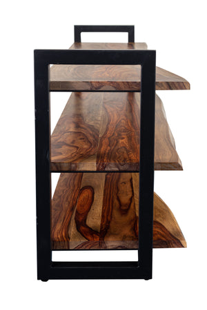 Porter Designs Manzanita Live Edge Solid Acacia Wood Natural TV Stand Brown 06-196-10-BS64H