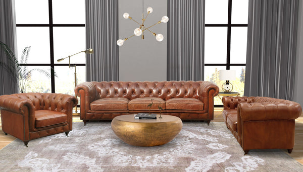Pasargad Genuine Leather Chester Bay Tufted Loveseat LOVE-3009-2-PASARGAD