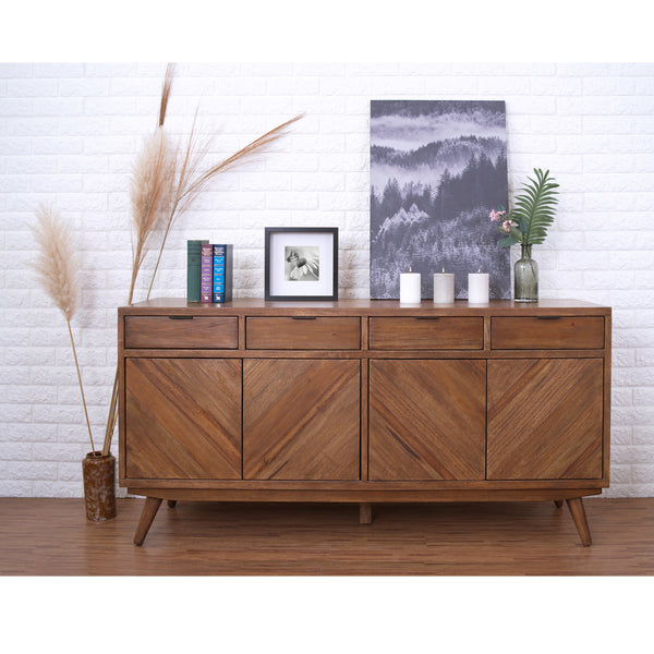 Piero Chevron Buffet 4 Drawers + 4 Doors Monterey Brown